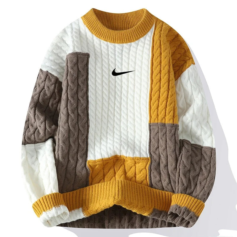 New Loose Casual Colorblock Knitted Sweater
