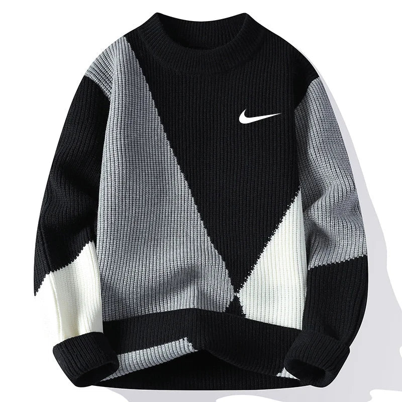 New Trendy Color-Blocked Warm Sweater