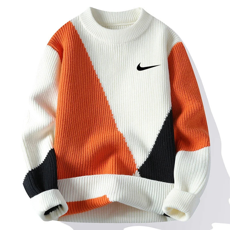 New Trendy Color-Blocked Warm Sweater